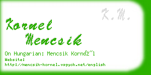 kornel mencsik business card